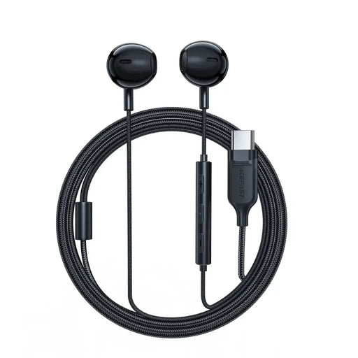 Acefast L2 in-ear headphones with USB-C connector microphone and remote control 1.2 m - black - Headphones