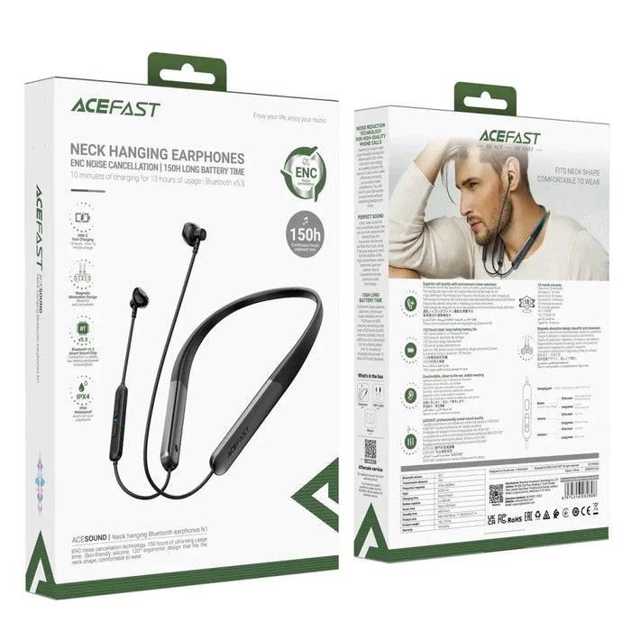 Acefast N1 In-Ear Wireless Headphones + USB-A USB-C Cable - Black - Headphones and speakers<<<HurtelXML