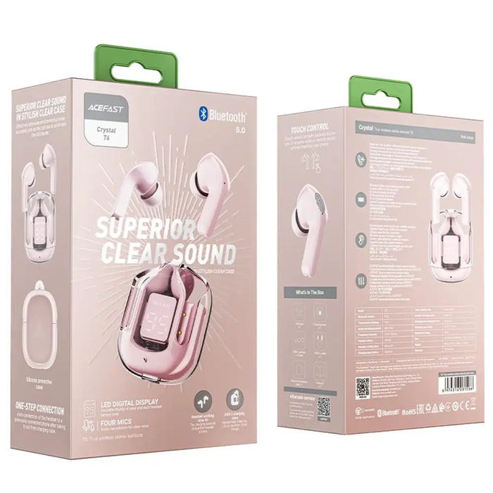 Acefast T6 TWS Bluetooth In-Ear Wireless Headphones - Pink - Headphones and speakers<<<HurtelXML