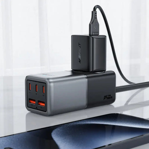 Acefast Z2 GaN 75W PD desktop charger 3x USB-C 2x USB-A - black and gray - Cell phone USB charger<<<HurtelXML