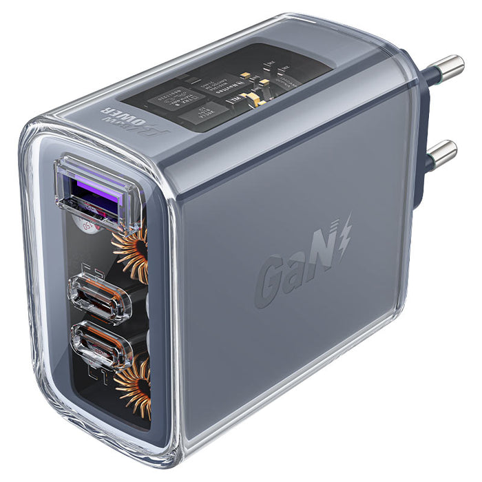 Acefast GaN charger 65W 3 ports (1xUSB, 2xUSB C) green (A45)
