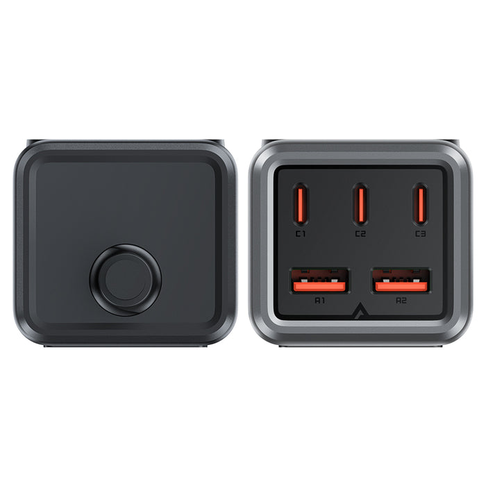 Acefast Z2 GaN 75W PD desktop charger 3x USB-C 2x USB-A - black and gray