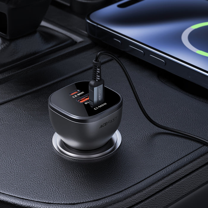 Acefast B14 car charger 165W 2x USB-C 1x USB-A - black