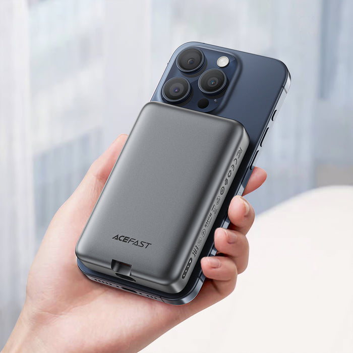 Powerbank Acefast M10 Magnetic 2x USB-C PD 30W with 15W Inductive Charging and USB-C Cable - Black