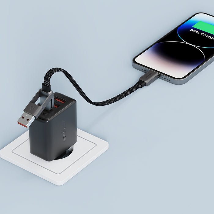 Acefast C13-05 USB-C - USB-A / USB-C Cable 480Mb/s 3A 0.2m - Black
