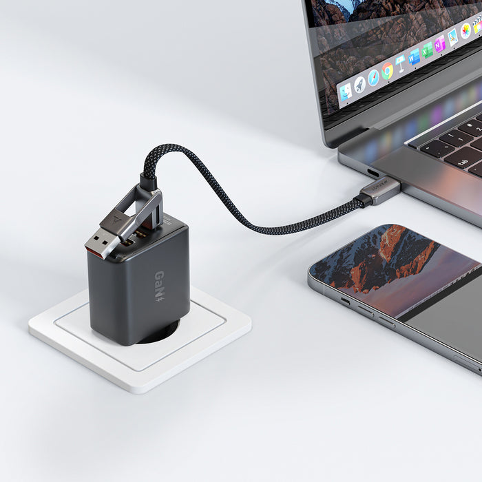 Acefast C13-05 USB-C - USB-A / USB-C Cable 480Mb/s 3A 0.2m - Black