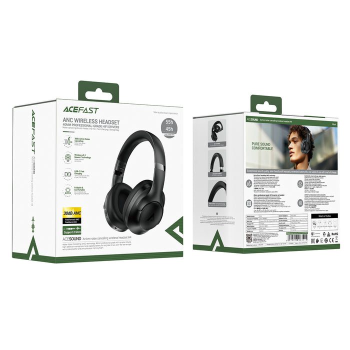 Acefast H4 active noise canceling wireless headset black