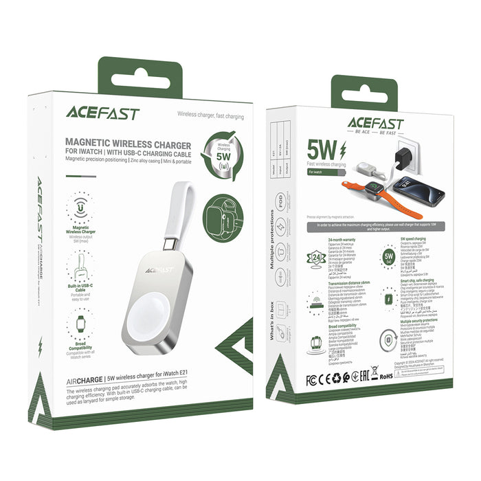 Acefast E21 5W Wireless Charger for Apple Watch - Silver