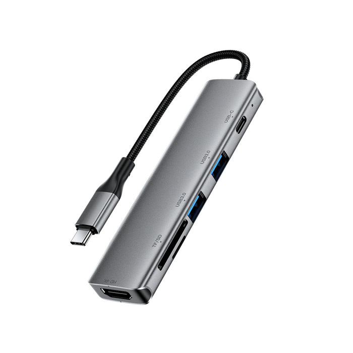 Acefast J18 USB Hub USB-C 6-in-1 HDMI 4K 60Hz PD90W Docking Station - Gray