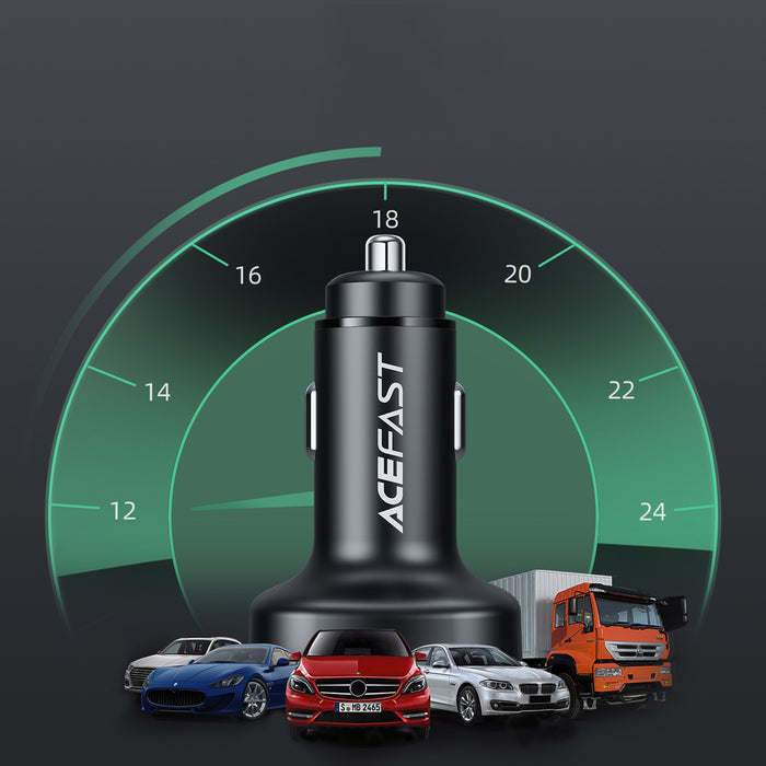 Acefast car charger 66W 2x USB Type C / USB, PPS, Power Delivery, Quick Charge 4.0, AFC, FCP, SCP black (B3 black)