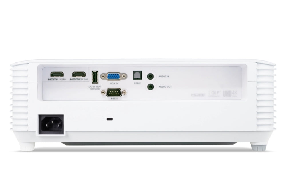 Acer Projector X1827, DLP, UHD 4K (3,840 x 2,160), 4000 ANSI Lumens, 3D, 10000:1, HDMI, RS-232, USB A, SPDIF, Audio in, Audio out, Speaker 10W, 3.1kg, Lamp life up to 12000 hours, White