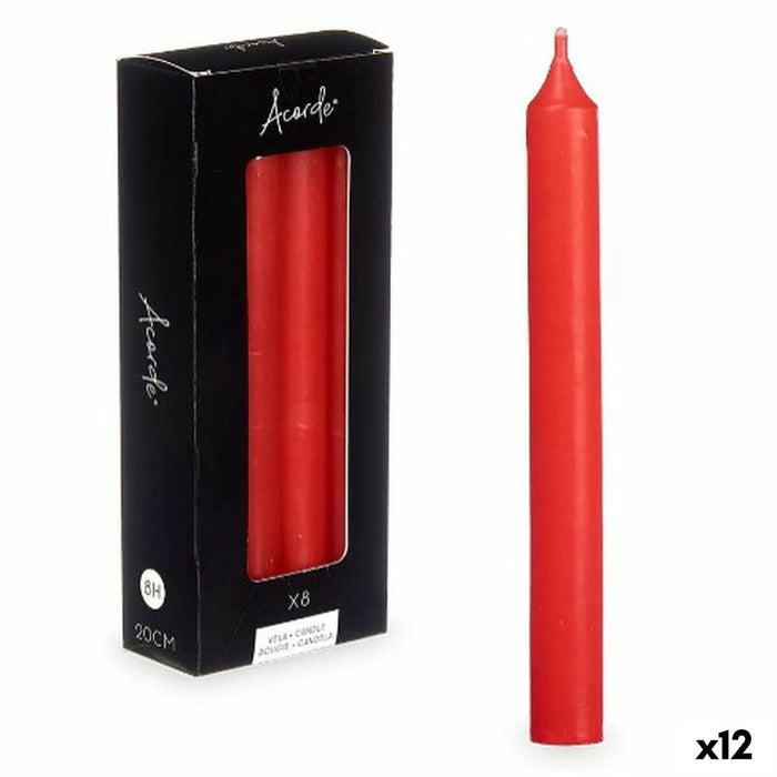 Candle Set Acorde Red 2 x 2 x 20 cm 8,5 x 21 x 4,5 cm (12 Units)