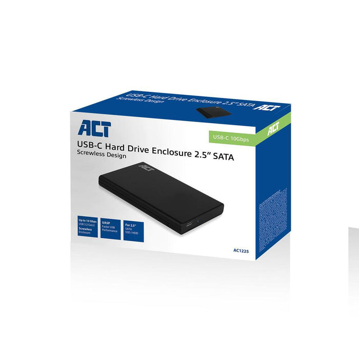 Hard disk drawer ACT AC1225, SATA, 2.5", USB-C 3.2 Gen2, Black