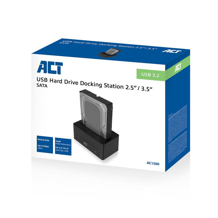 Docking station ACT AC1500, USB 3.1 Gen1, For 3.5"/2.5" SATA HDD/SSD