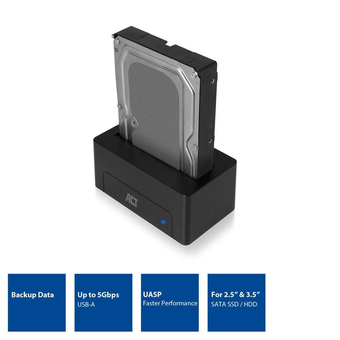 Docking station ACT AC1500, USB 3.1 Gen1, For 3.5"/2.5" SATA HDD/SSD