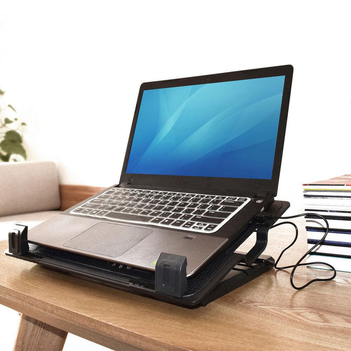 ACT Laptop Cooler, Up to 17", Single Fan, 2 x USB Hub, Black