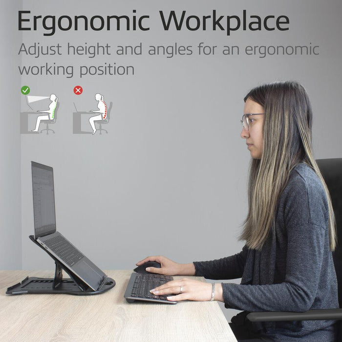 Foldable lightweight laptop stand ACT AC8150, 7 positions, Black