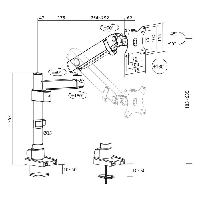 ACT Monitor stand max. 40" with one arm, spring mechanism, up to 12kg
