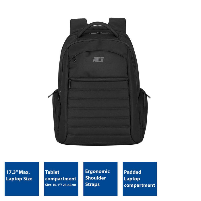 Laptop backpack ACT AC8535, up to 17.3 inch, Black