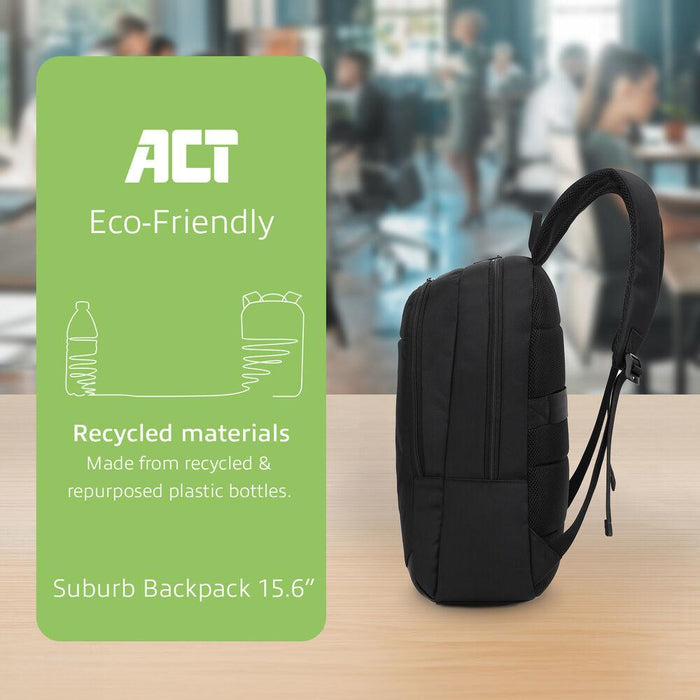 ACT Suburb 15.6" laptop backpack made from recycled plastic bottles