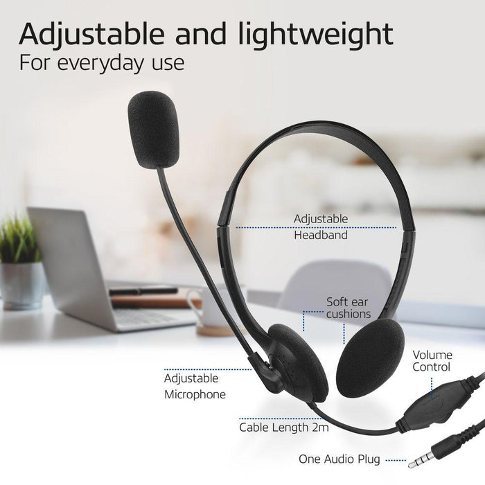 ACT Headphones with microphone, 3.5mm jack, 2m