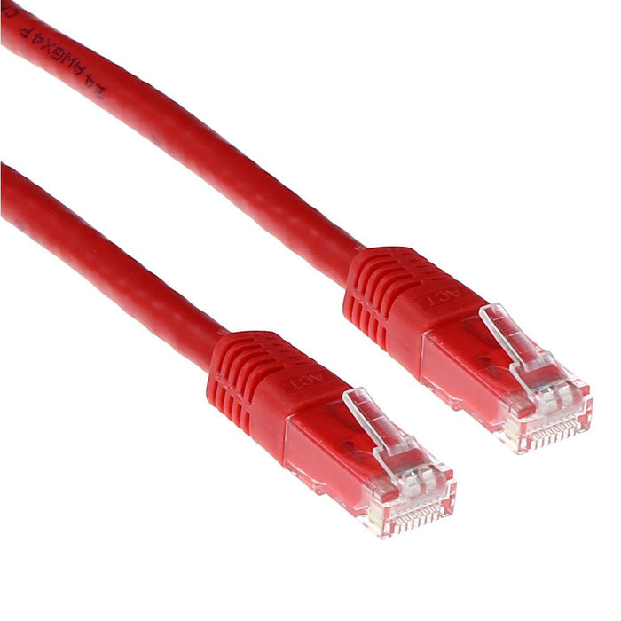 Network patch cable ACT U/UTP, CAT 6, RJ-45 - RJ-45, 1 m, Copper wires, Red, Bulk packaging