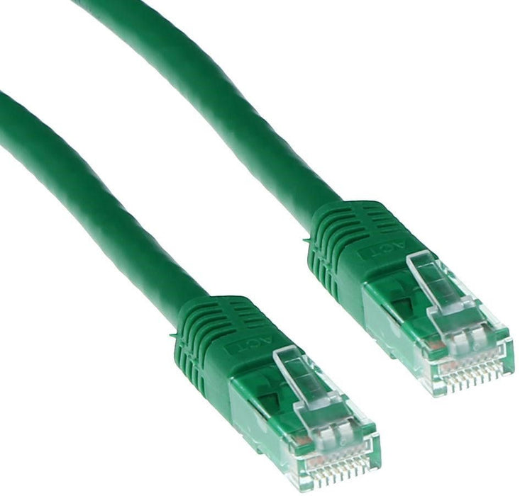 Network patch cable ACT U/UTP, CAT 6, RJ-45 - RJ-45, 1.0 m, Copper conductors, Green, Bulk packaging
