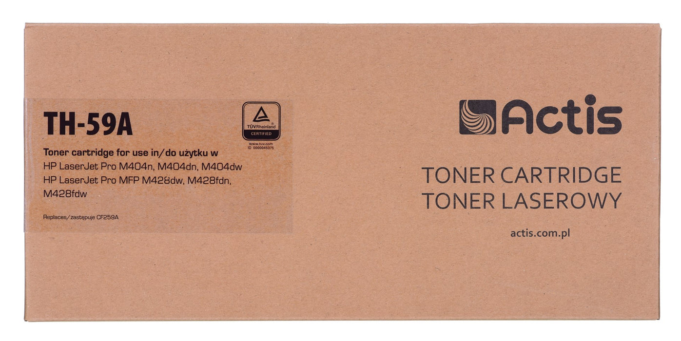 Actis TH-59A Toner (replacement for HP CF259A; Supreme; 3000 pages; black) with a toner level monitoring chip. We recommend disabling printer software updates.