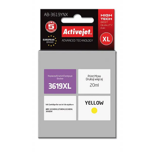 Activejet AB-3619YNX Ink cartridge (replacement for Brother LC3619Y XL; Supreme; 20 ml; yellow) - For Brother printers