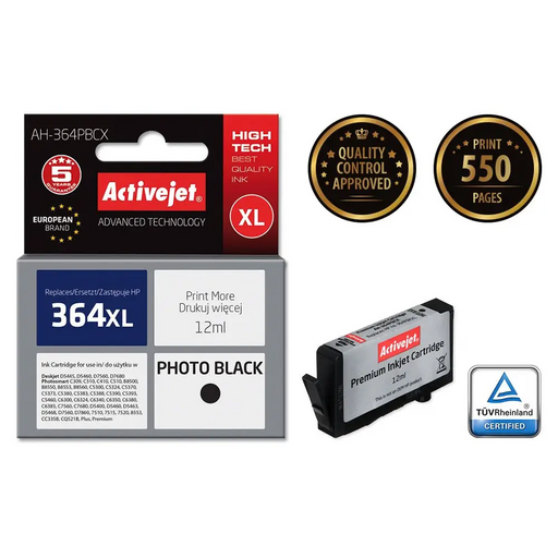 Activejet AH-364PBCX Ink (replacement for HP 364XL CB322EE; Premium; 12 ml; black photo) - For HP printers (without