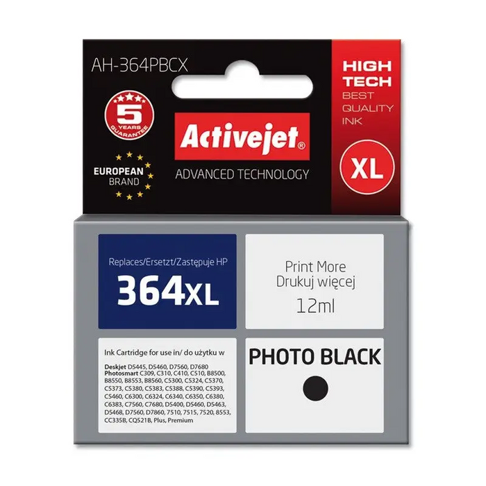 Activejet AH-364PBCX Ink (replacement for HP 364XL CB322EE; Premium; 12 ml; black photo) - For HP printers (without