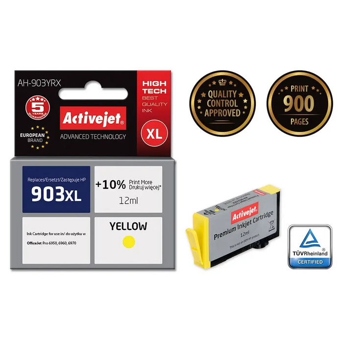 Activejet AH-903YRX ink (replacement for HP 903XL T6M11AE; Premium; 12 ml; yellow) - For HP printers (without