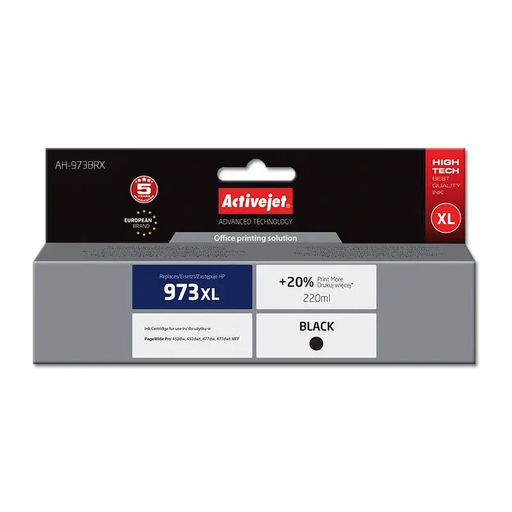 Activejet AH-973BRX ink (replacement for HP 973XL L0S07AE; Premium; 220 ml; black) - For HP printers (without