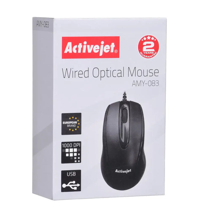 Activejet AMY-083 Mouse wired USB (optical; 1000 DPI; black) - MicePER-MYS<<<Input / Output DevicesPER<<<ActionPL