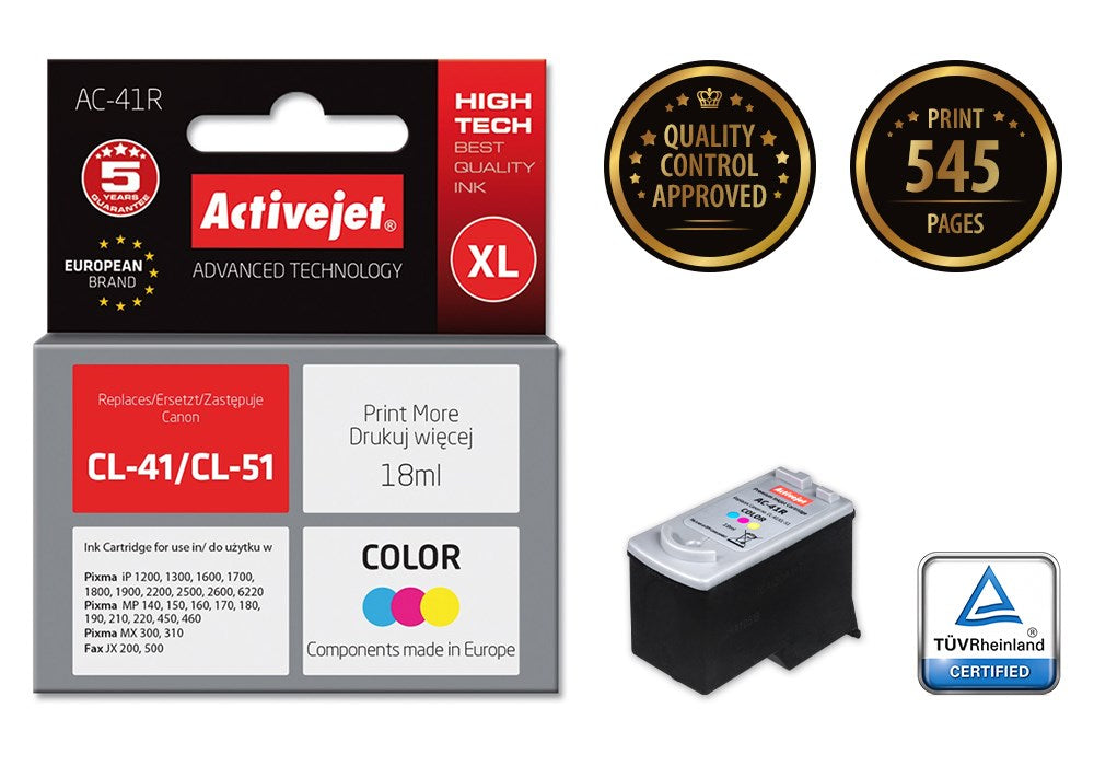 Activejet AC-41R Ink cartridge (replacement for Canon CL-41; Premium; 18 ml; color)
