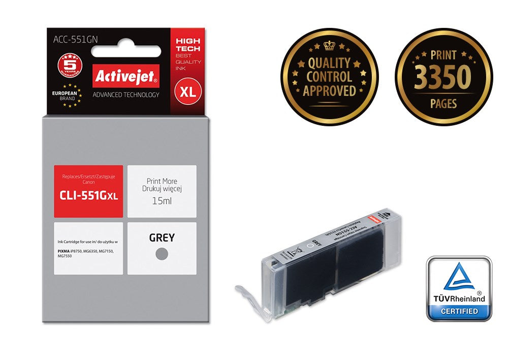 Activejet ACC-551GN Ink (replacement for Canon CLI-551G; Supreme; 15 ml; gray)