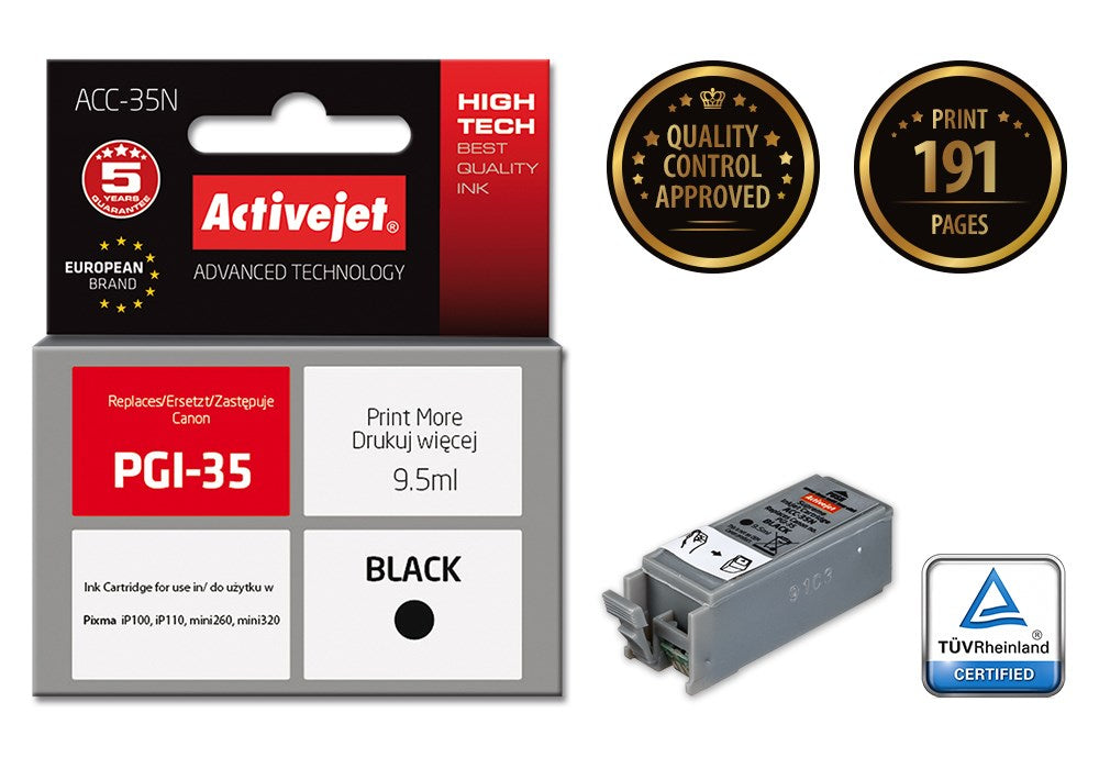 Activejet ACC-35N Ink cartridge (replacement for Canon PGI-35; Supreme; 9.5 ml; black)