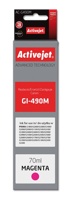 Activejet AC-G490M Ink cartridge (replacement for Canon GI-490M; Supreme; 70 ml; 7000 pages, magenta)
