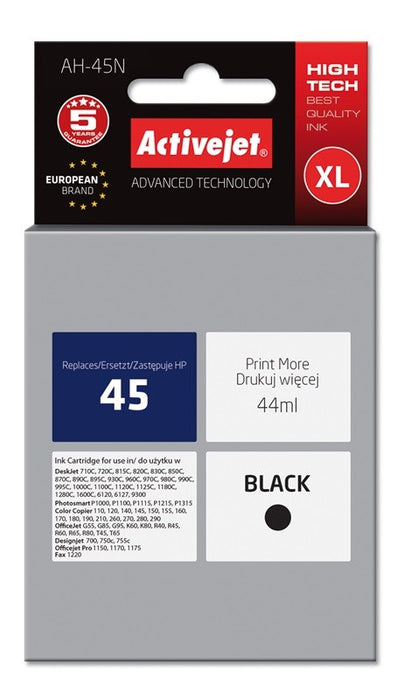 Activejet AH-45N Ink cartridge (replacement for HP 45 51645A; Supreme; 44 ml; black)