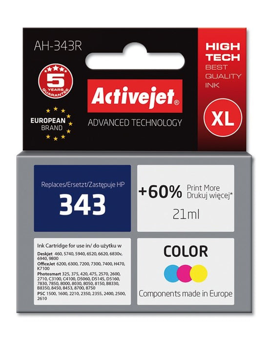 Activejet AH-343R Ink (replacement for HP 343 C8766EE; Premium; 21 ml; color)