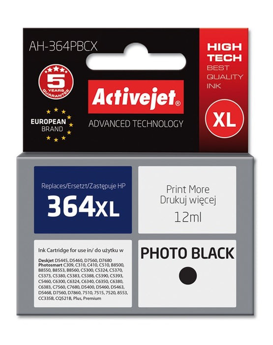 Activejet AH-364PBCX Ink (replacement for HP 364XL CB322EE; Premium; 12 ml; black, photo)