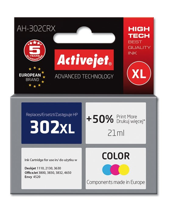 Activejet AH-302CRX Ink (replacement for HP 302XL F6U67AE; Premium; 21 ml; 500 pages, color)