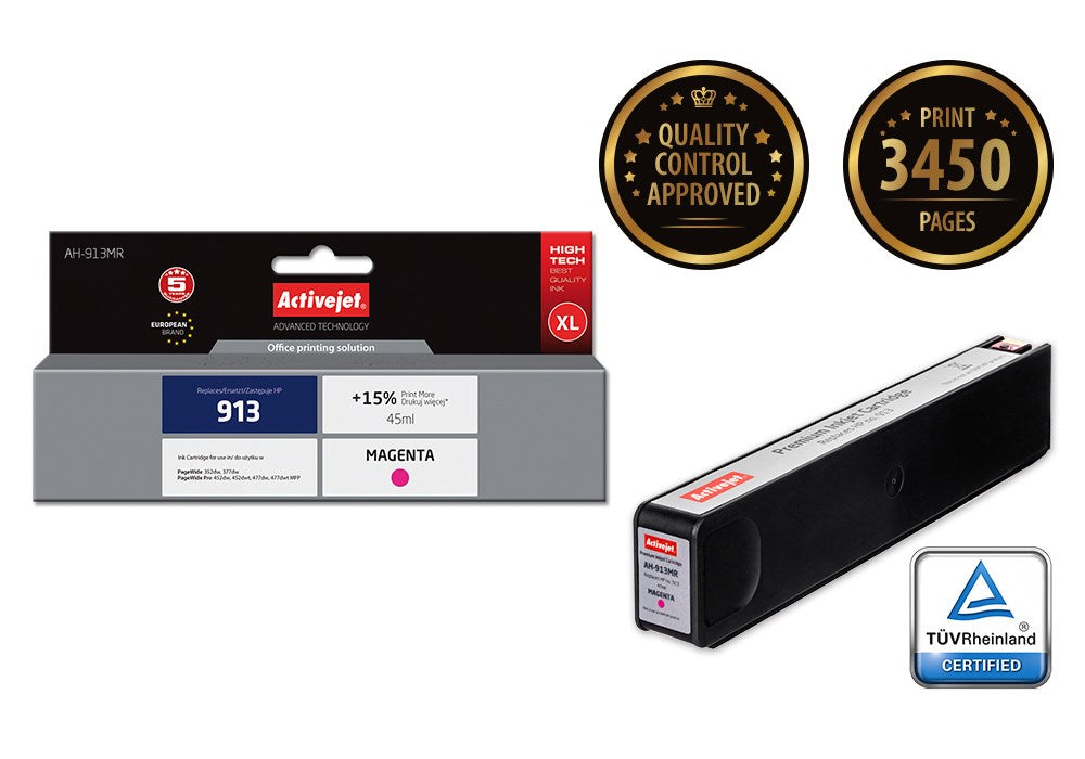 Activejet AH-913MR ink (replacement for HP 913 F6T78AE; Premium; 45 ml; magenta)