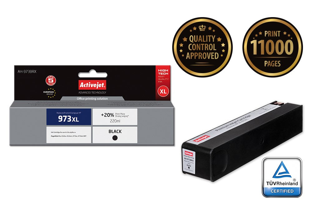 Activejet AH-973BRX ink (replacement for HP 973XL L0S07AE; Premium; 220 ml; black)