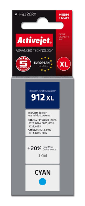 Activejet AH-912CRX Ink Cartridge (replacement for HP 912XL 3YL81AE; Premium; 990 pages; cyan)