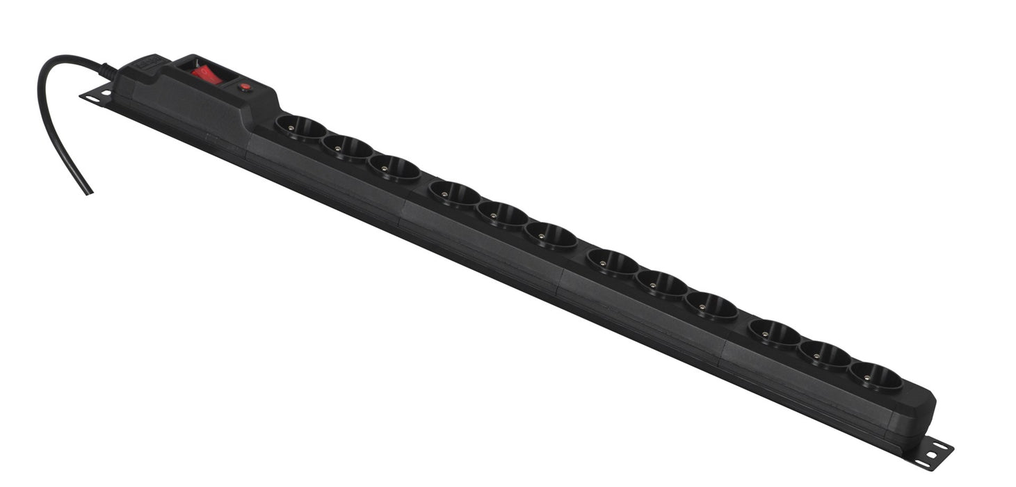 Activejet COMBO 12 socket power strip 5m black