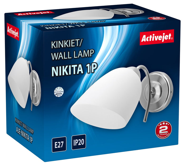 Classic single wall lamp Activejet NIKITA nickel E27 for the living room