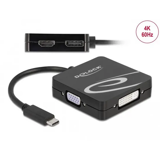Adapter 4 in 1 Delock 63129 USB-C male - VGA / DVI / DP / HDMI female Black - PC кабели<<<Кабели<<<ValiAPI