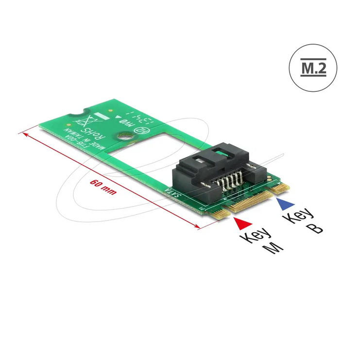 Adapter Delock 62517 Interface Key M.2 2260 B + M to Sata 7 Pin - Входно-изходни контролери<<<Компютърни