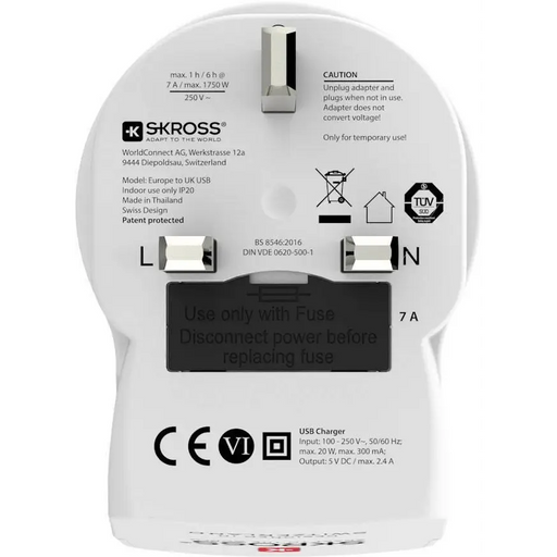 Adapter SKROSS Europe to UK 1500280 USB White - Аксесоари за контакти<<<Продукти за дома<<<ValiAPI